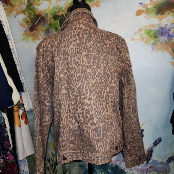 Style & Co Brown/Black Leopard Print Denim Jacket - Picture 9 of 10